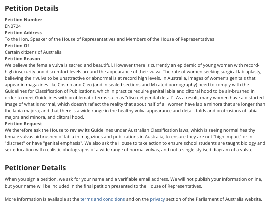 Putting the vulva to parliament