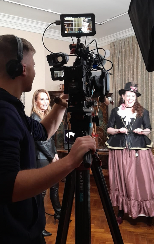 On the set of 19th Century Governess Theresa Berkley's salon for Sky TV History